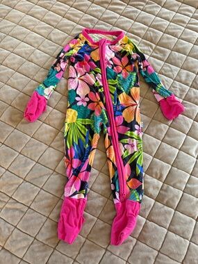 Little Sleepies Bright Tropical Floral Kids Zippy